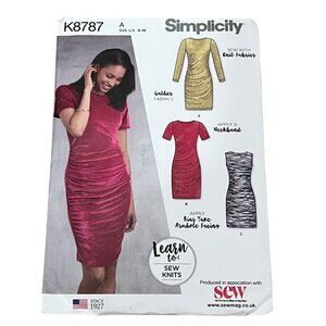 Simplicity K8787 Sewing Pattern For Knit Fabrics Dress Size 6-18
